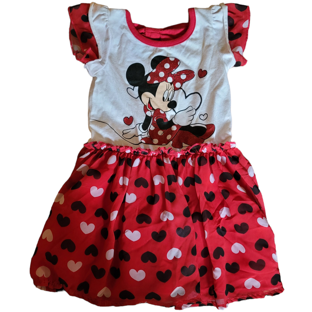 Disney Toddler Girls Red Dress and Pastel Shorts Set Size 2T